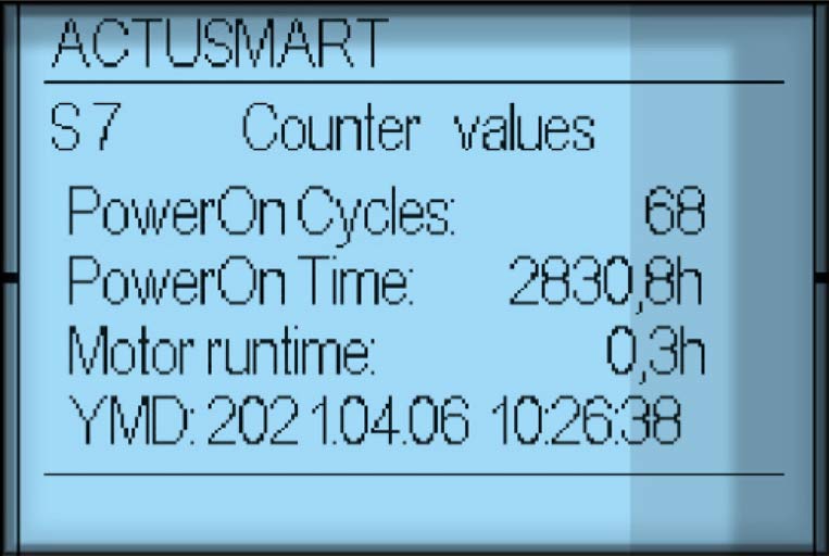 Smartcon Actusmart S7 Counter Values